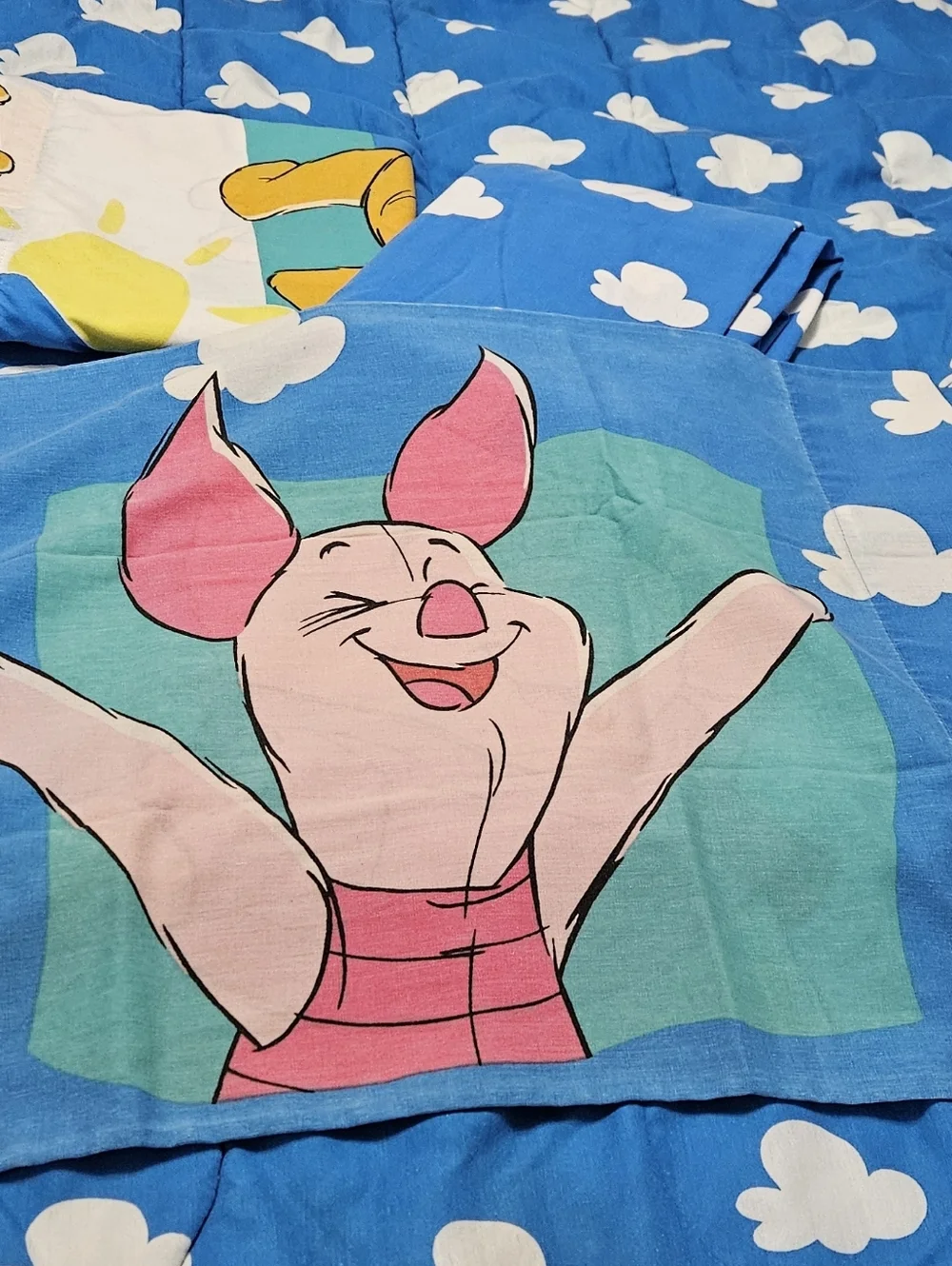 Vintage 90s Disney Winnie The Pooh Piglet Reversible Twin Comforter + Sheet Set